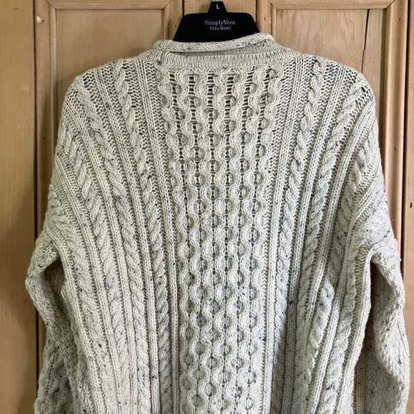 Glencroft Womens Vintage 90s Pure Wool UK Fisherman Sweater Medium Beige SP EXC - Picture 10 of 11